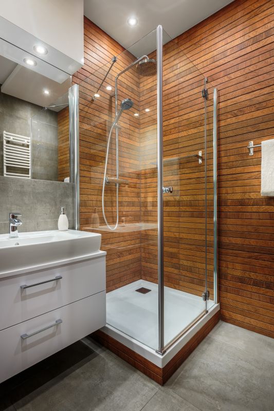 Contemporary Shower with Glass Doors